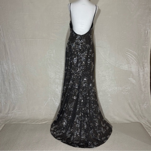 City Triangles Black Formal Evening Gown sz 13 Sequins Asymmetric Hem Backless - Picture 6 of 14